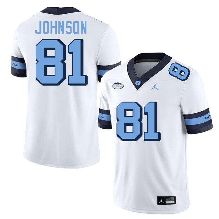 #81 Aziah Johnson North Carolina Tar Heels Jerseys,Apparels,Uniforms Stitched-Throwback White